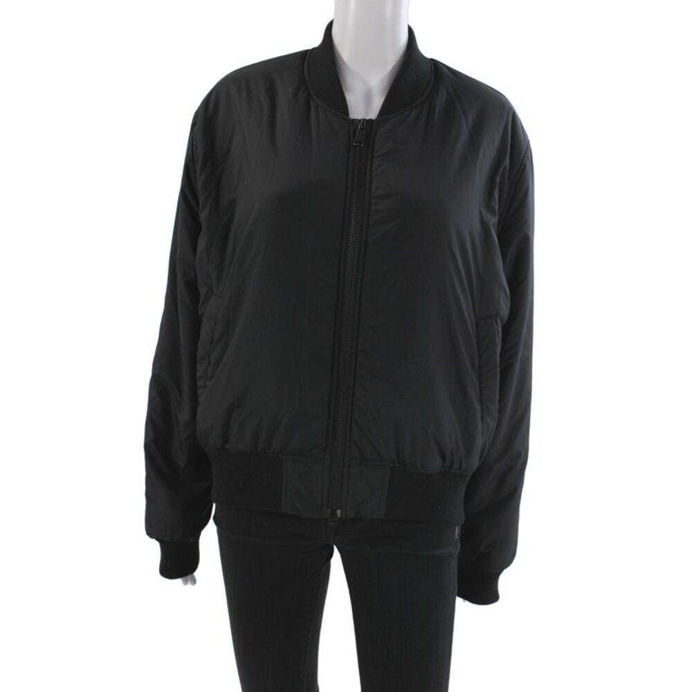 The Upside Unisex Black Bomber Jacket Polyester Zip Size S